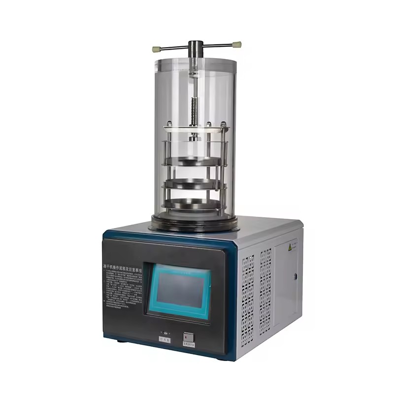 Lab lyophilizer gland type vacuum small freeze dryer top press for vials