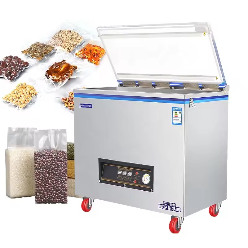 Automatic food rice grain vegetable beef fish vacuum machine single chamber sealer sealing machine
