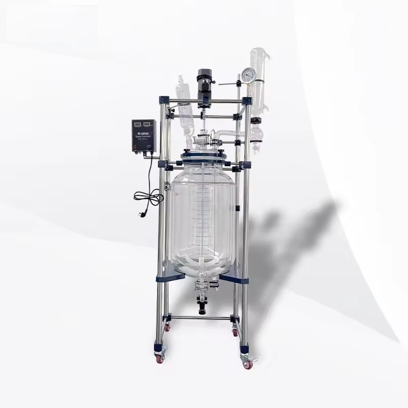 50l liter borosilicate double-layer jacketed crystallization lab glass lined reactor best price