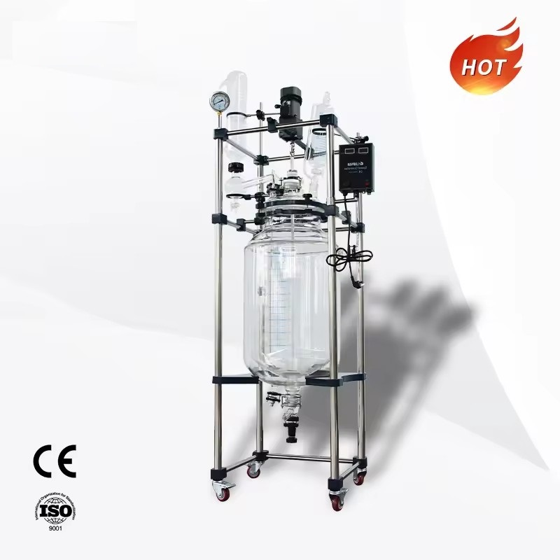 50l liter borosilicate double-layer jacketed crystallization lab glass lined reactor best price