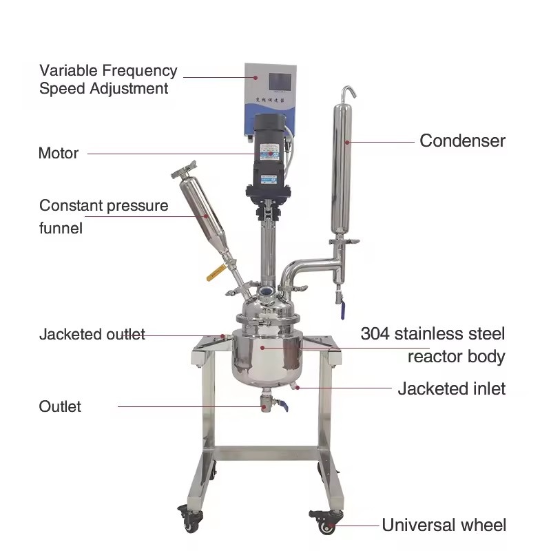 1L 2L 3L 5L Digital Display Chemical lab Jacketed stainless steel Reactor Vessel 220V