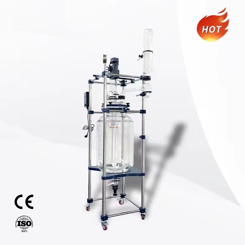 50l liter borosilicate double-layer jacketed crystallization lab glass lined reactor best price