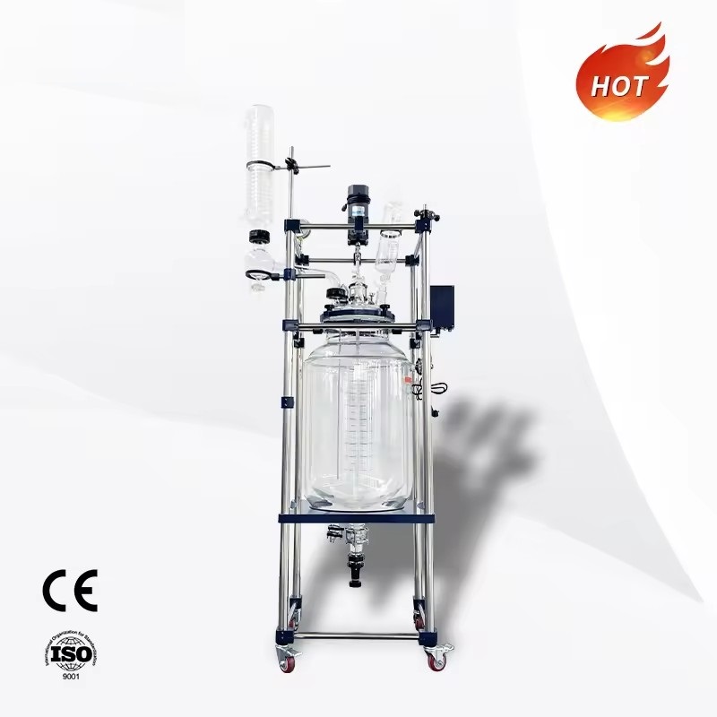 50l liter borosilicate double-layer jacketed crystallization lab glass lined reactor best price