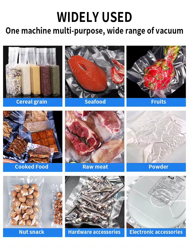 Automatic food rice grain vegetable beef fish vacuum machine single chamber sealer sealing machine