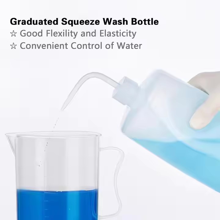 Chemistry Lab Equipment Plastic Graduated Cylinders Plastic Beaker Lab Pipettes Plastic Funnel Wash Bottle Brush